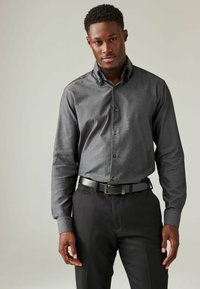 Next TEXTURED TRIMMED REGULAR FIT SINGLE CUFF - Camisa - grey double collar
