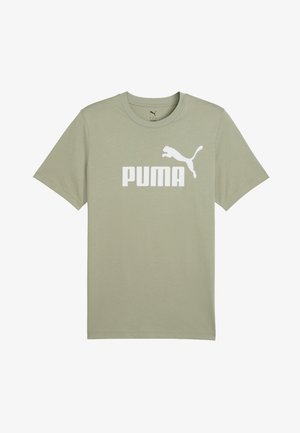 Svetlozelené bavlnené tričko s krátkymi rukávmi, s veľkým bielym logom "PUMA" a siluetou zvieraťa vpredu.