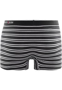 Pantaloni boxer a righe bianche e nere realizzati in tessuto morbido, con elastico in vita con logo e taglio di lunghezza media con vestibilità aderente.