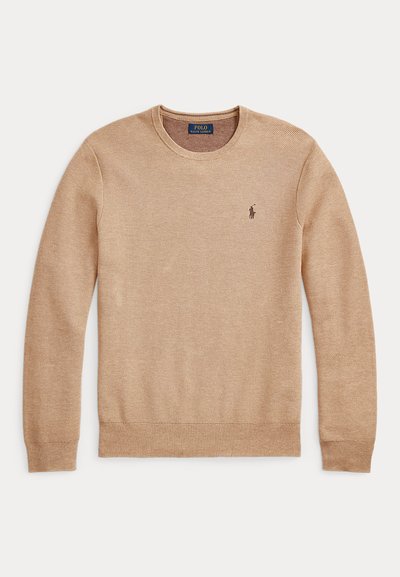 Polo Ralph Lauren MESH-KNIT COTTON CREWNECK SWEATER - Vesta - camel melange