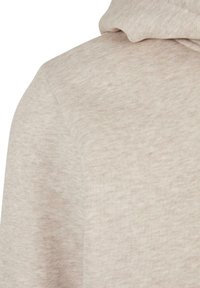 Lys beige hettegenser med myk, teksturert stoff og en subtil melert mønster. Inkluderer en romslig hette og en avslappet passform.
