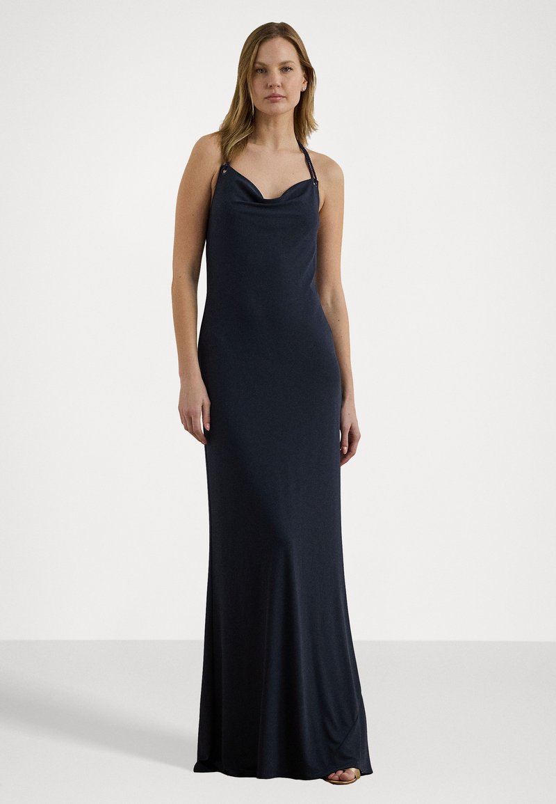 Lauren Ralph Lauren BREENAH JERSEY COWLNECK HALTER GOWN - Jersey dress -  shadow navy/dark blue - Zalando.co.uk