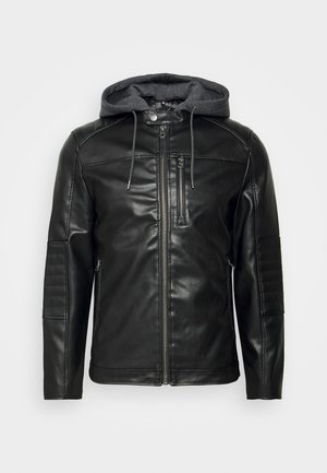 BIKER CAPUCHA - Faux leather jacket - black