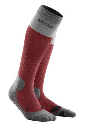 COMPRESSION HIKING LIGHT MERINO TALL - MADE IN GERMANY - Kniestrümpfe - berry grey