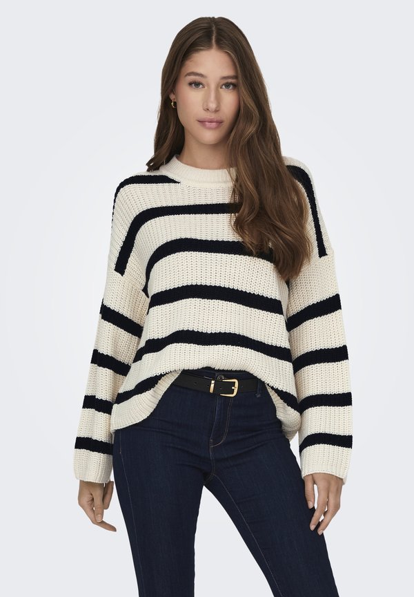 JUSTY L/S STRIPE NOOS - Strickpullover - eggnog