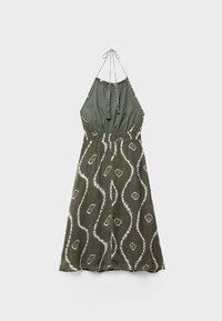 Stradivarius FLOWING PRINTED HALTER MIDI - Freizeitkleid - khaki