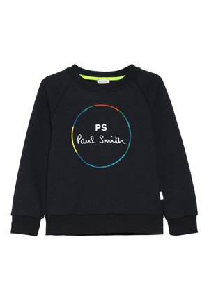 Musta puuvillainen collegepaita, jossa pyöreä monivärinen "PS Paul Smith" -logo edessä. Resorit hihansuissa ja helmassa.