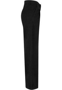 Pantalon noir droit avec passants de ceinture et poches latérales, présenté de côté gauche sur fond blanc.