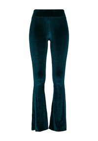 LADIES HIGH WAIST VELVET BOOT CUT LEGGINGS - Stoffhose - teal