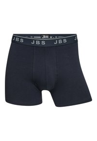 Tmavě námořnické boxerky mají měkký elastický pas s logem "JBS". Materiál je hladký a mají přiléhavý střih pro pohodlí a podporu.