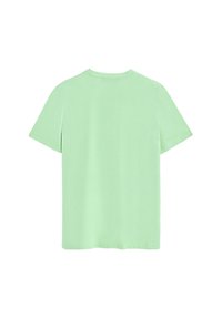 Mintgrön kortärmad t-shirt i mjuk bomull, med rund hals och avslappnad passform. Slät textur, inga synliga mönster eller detaljer.