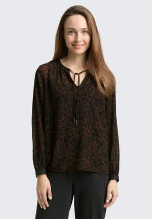 Blouse - brown black small leo print