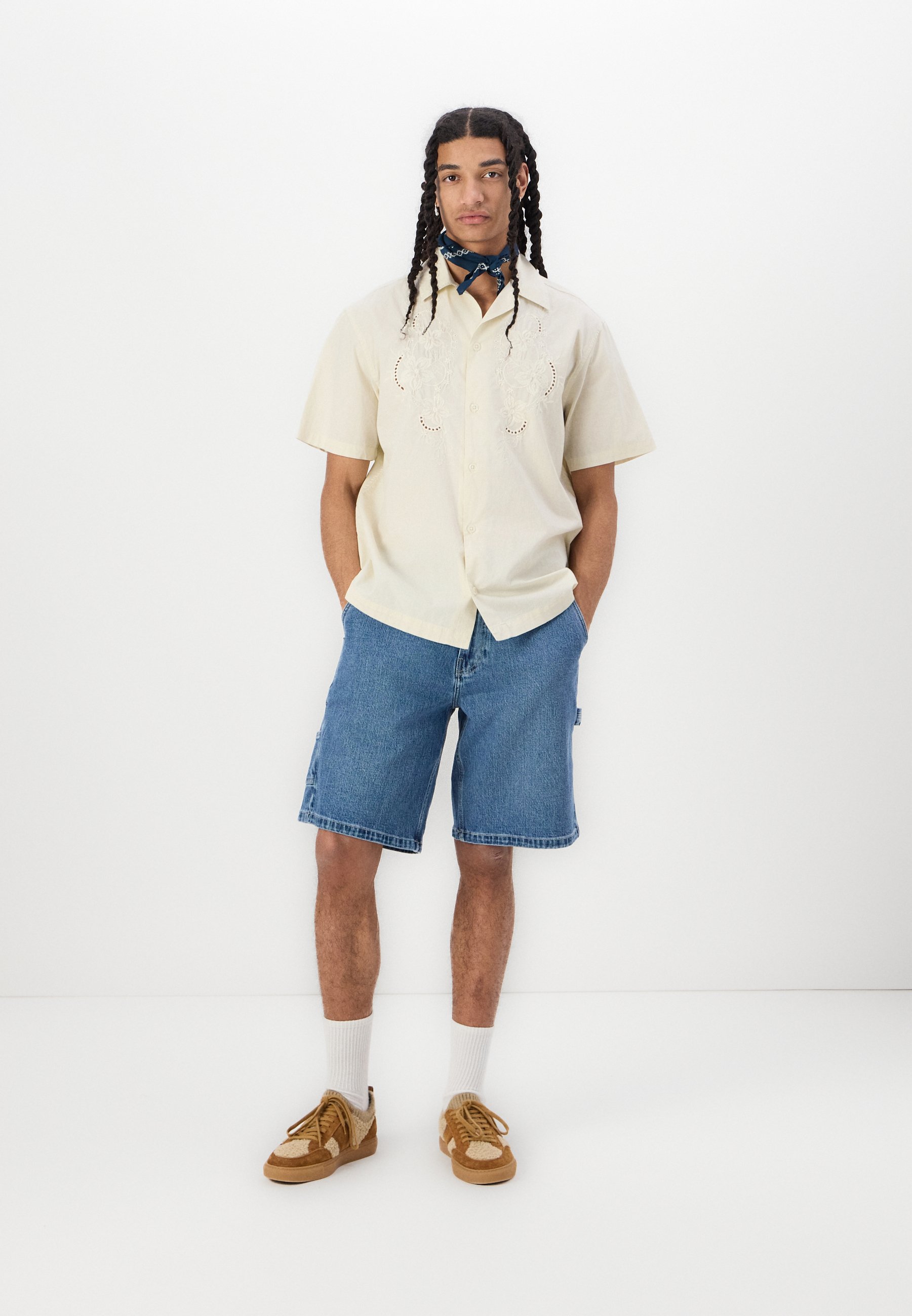 【希少】geeks BAGGY PAINTER DENIM SHORTS Medium Wash Baggy Painter Jean Shorts - Denim shorts