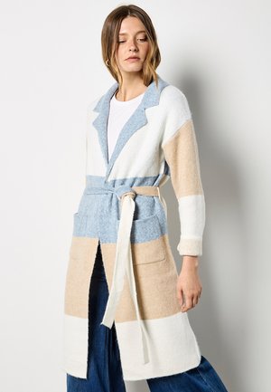 COLOUR BLOCK BELTED - Chaqueta de punto - stone
