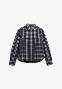 Selected, navy/green check