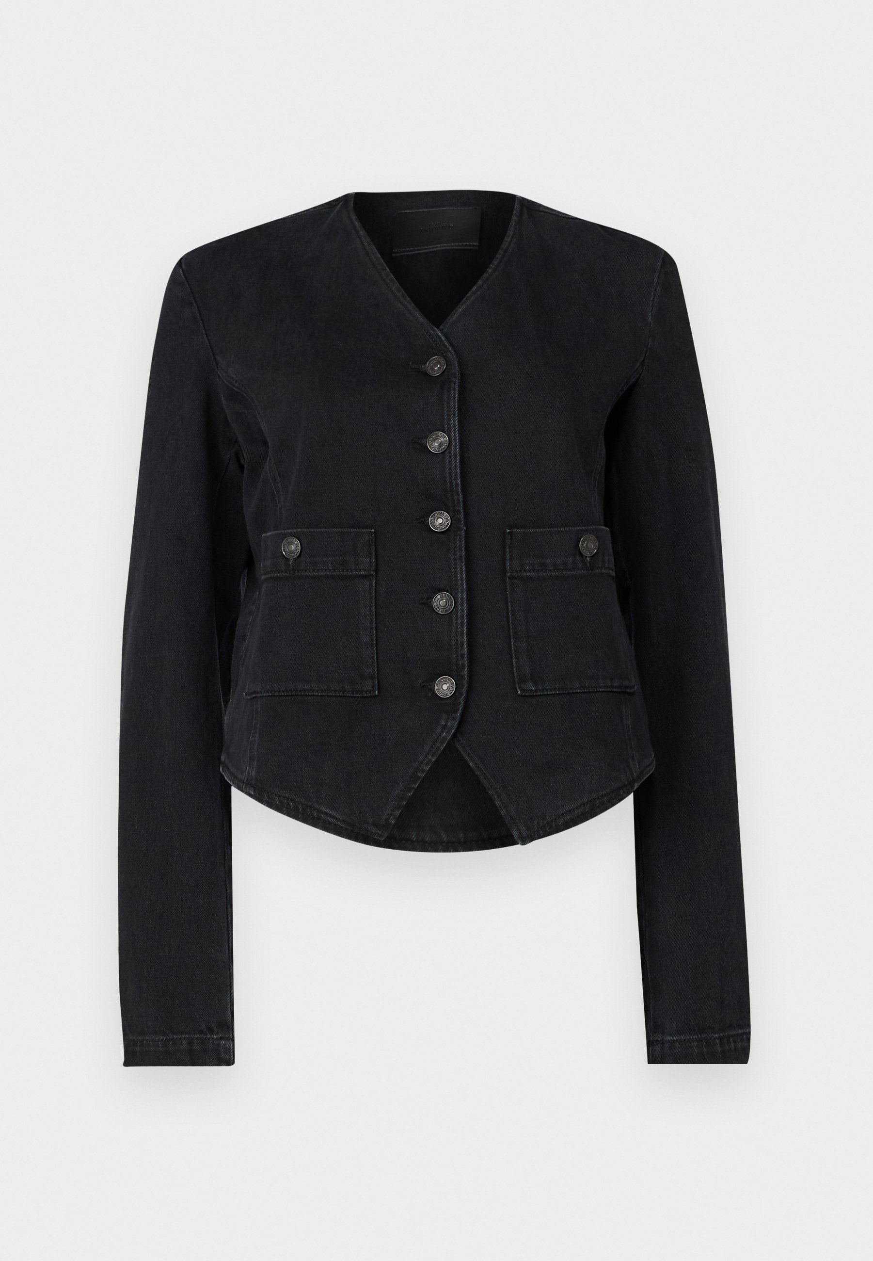 7 for all mankind COLLARLESS JACKET THUNDER - Denim jacket - black