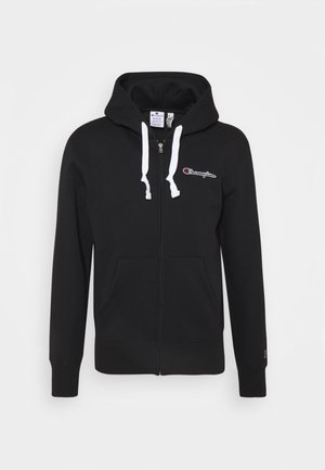 HOODED FULL ZIP - Felpa con zip - black
