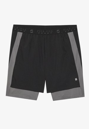 Pier One Sport 2 IN 1 SHORTS WITH DOUBLE CONTRAST LAYER - Sports shorts - black/dark grey