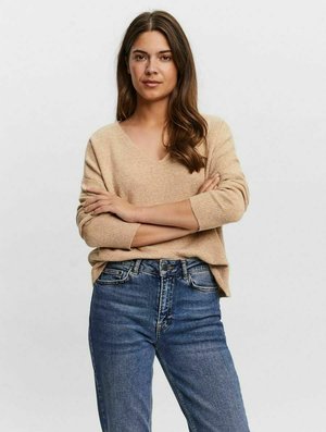 VMDOFFY V NECK - Strickpullover - tobacco brown