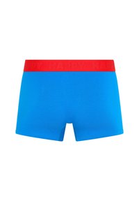 Μπλε ανδρικά boxers με φαρδύ κόκκινο λάστιχο που διαθέτει ανάγλυφο κείμενο "HAPPY".