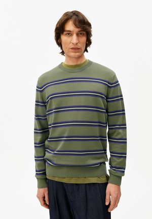 LOUKAA FINE STRIPE - Strickpullover - fatigue green-tinted navy