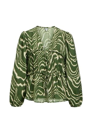 Object, BLOUSE TIE FRONT - Blusa - bronze green