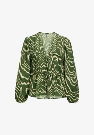 Object, BLOUSE TIE FRONT - Blusa - bronze green