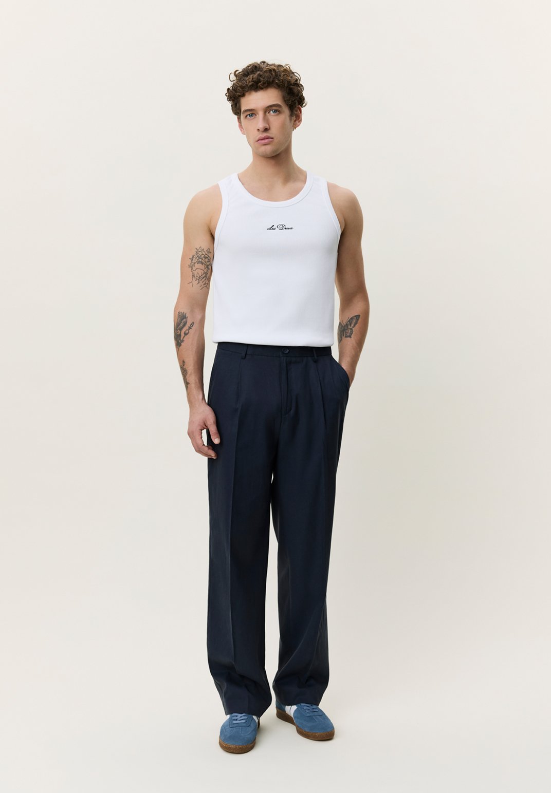 Les Deux PLEATED TWILL SUIT PANTS - Pantaloni de costum - dark