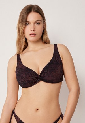 Calzedonia, DARK ANIMALIER BALCONETTE - Bikini top - brown