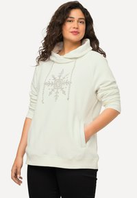 Ulla Popken LONG SLEEVE STAND-UP COLLAR SNOWFLAKE - Sudadera - white