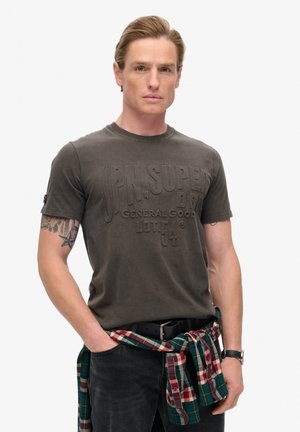 Superdry & Co EMBOSSED LOGO GRAPHIC - T-shirts print - vintage black