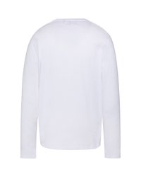 Langärmliges, Rundhals-Shirt in Weiß. Hergestellt aus leichtem Baumwollstoff mit glatter Textur. Verfügt über ein einfaches, minimalistisches Design.