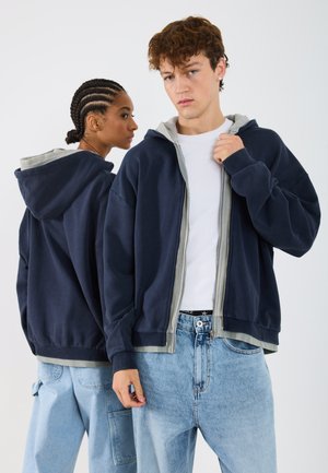 UNISEX - Felpa con cappuccio - dark blue/grey snow wash