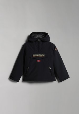 Marineblaue Kapuzenjacke mit durchgehendem Reißverschluss, großer Fronttasche und LOGO-Patch. Verfügt über seitliche Reißverschlüsse und elastische Bündchen für zusätzlichen Komfort.