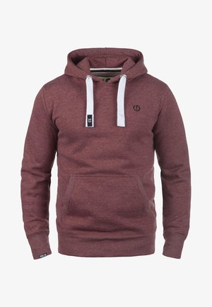 Felpa color bordeaux con cappuccio, dotata di tasca frontale, lacci con dettagli bianchi e un piccolo logo sul petto. Realizzata in materiale morbido e testurizzato.