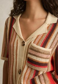 Reiss REGULAR FIT - CANDY STRIPED - Kardigán - coral