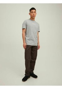 Jack & Jones PREMIUM JPRBLUARCHIE SS CREW NECK NOOS - Marškinėliai su spaudiniu - light grey melange