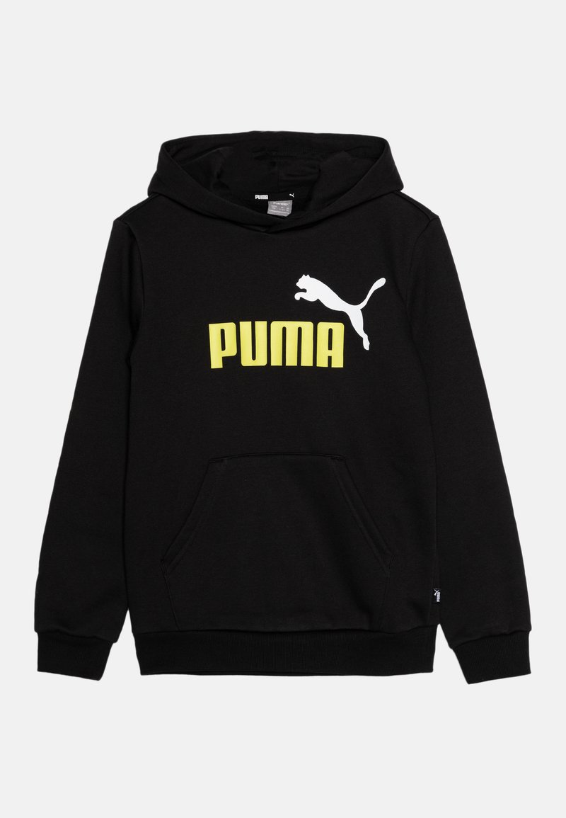 Puma BIG LOGO HOODIE UNISEX - Jersey con capucha - black/lime sheen