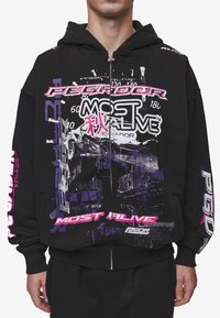 Pegador SAXON JACKET - Užtrauktuku užsegamas treningas - washed black
