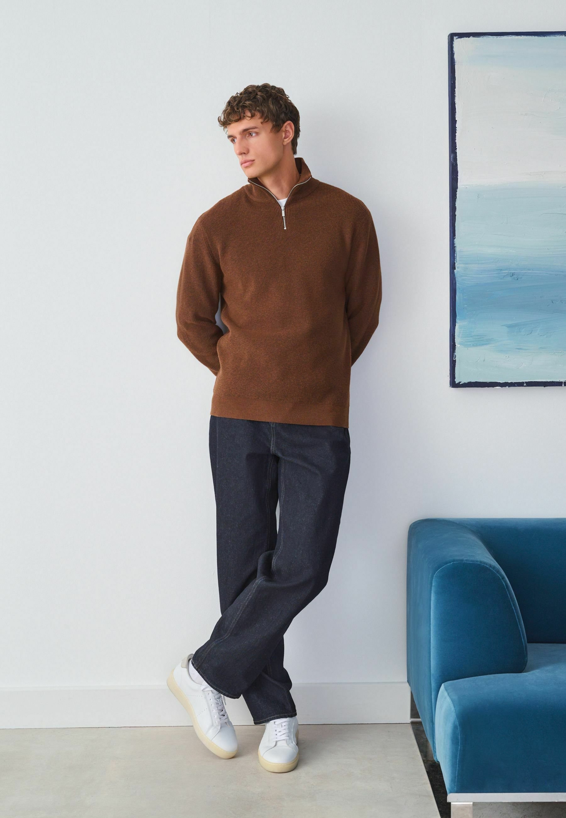 Next REGULAR FIT ESSENTIAL QUARTER ZIP NECK - Jumper - rust brown