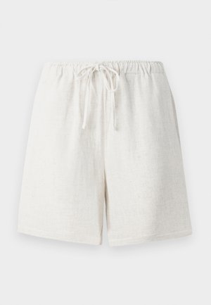 Linoshorts i en kremhvit farge med elastisk midje og snor. Har en teksturert overflate og løs passform.