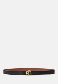 Lauren Ralph Lauren - LOGO REVERSIBLE LEATHER SKINNY BELT - Belt - black/tan Thumbnail Image 1