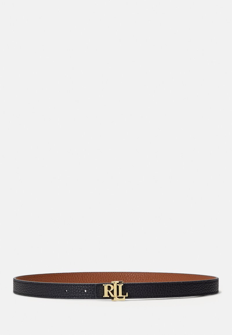 Lauren Ralph Lauren - LOGO REVERSIBLE LEATHER SKINNY BELT - Belt - black/tan, Enlarge