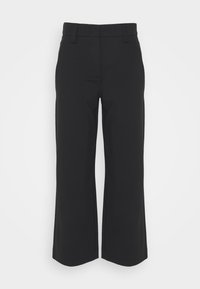 PANTS MEDIUM RISE WIDE LEG CROPPED - Trousers - black