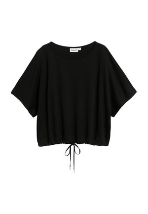 Kappahl, SHORT SLEEVE DRAWSTRING TOP - T-shirt basic - black