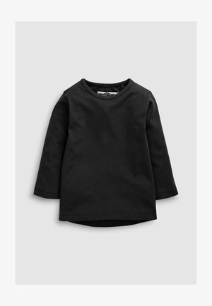 Maglietta nera a manica lunga in morbido cotone. Presenta un collo rotondo, una vestibilità comoda e un orlo dritto. Design semplice, senza fantasie o dettagli.