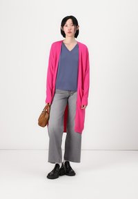 VILA VIRIL LONG CARDIGAN - Vest - magenta detail:dark melange