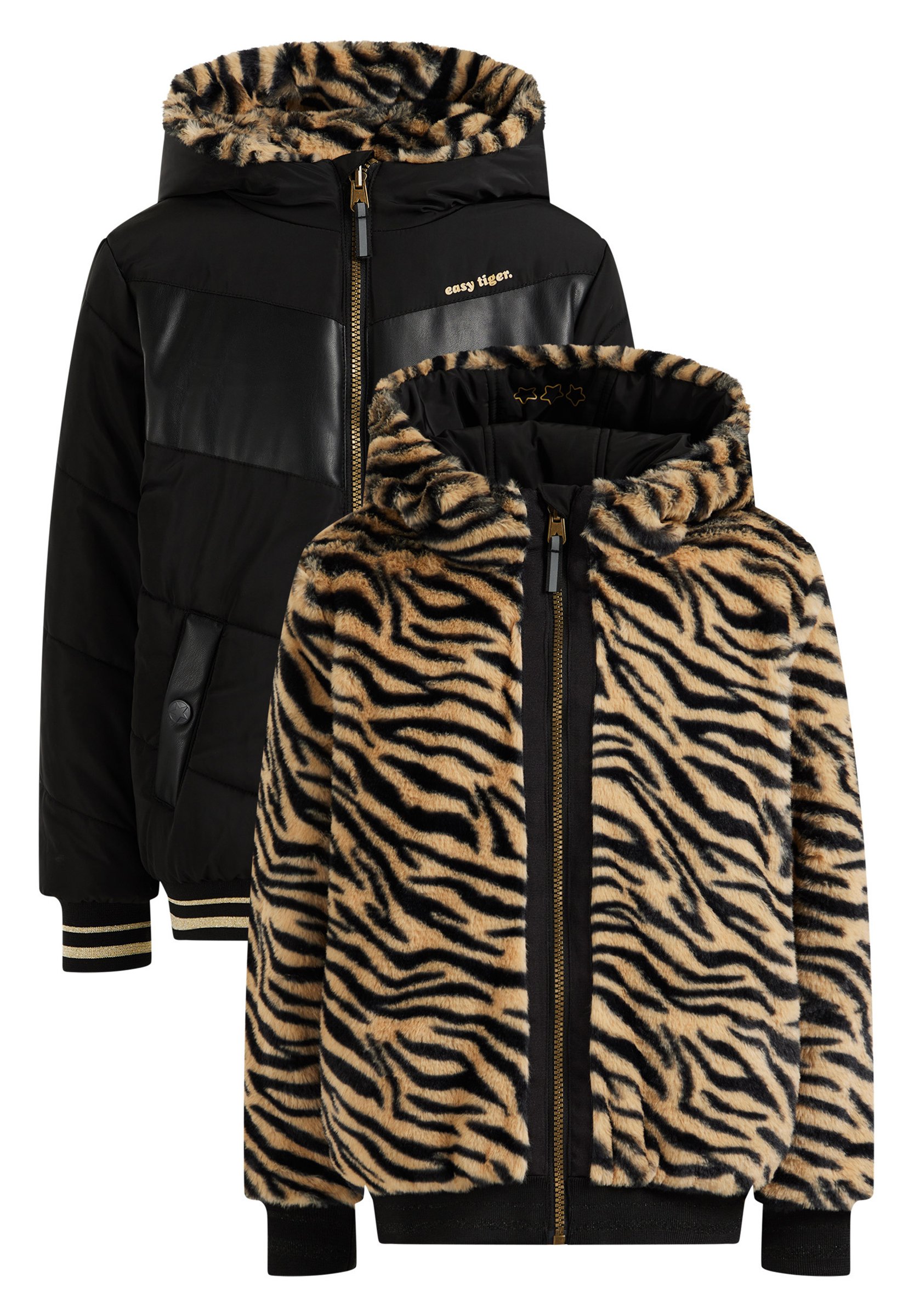 WE Fashion REVERSIBLE MET IMITATIEBONT - Winterjas - black/zwart - Zalando .nl