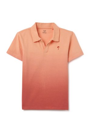 Polo shirt met korte mouwen in gradient tinten van koraal, gemaakt van katoen, met een klassieke kraag en kleine palmboom borduursel.