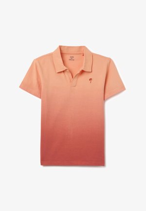 Polo shirt met korte mouwen in gradient tinten van koraal, gemaakt van katoen, met een klassieke kraag en kleine palmboom borduursel.